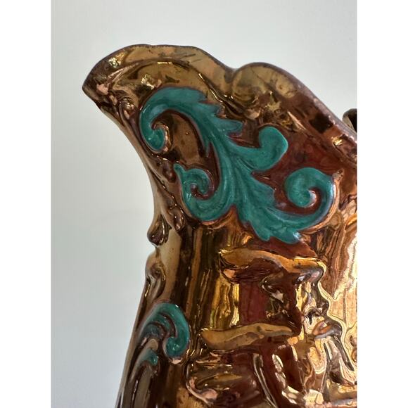 Antique Copper Lustre Luster Lusterware Jug Pitcher 7” England 24K Gold Vintage - Picture 8 of 16